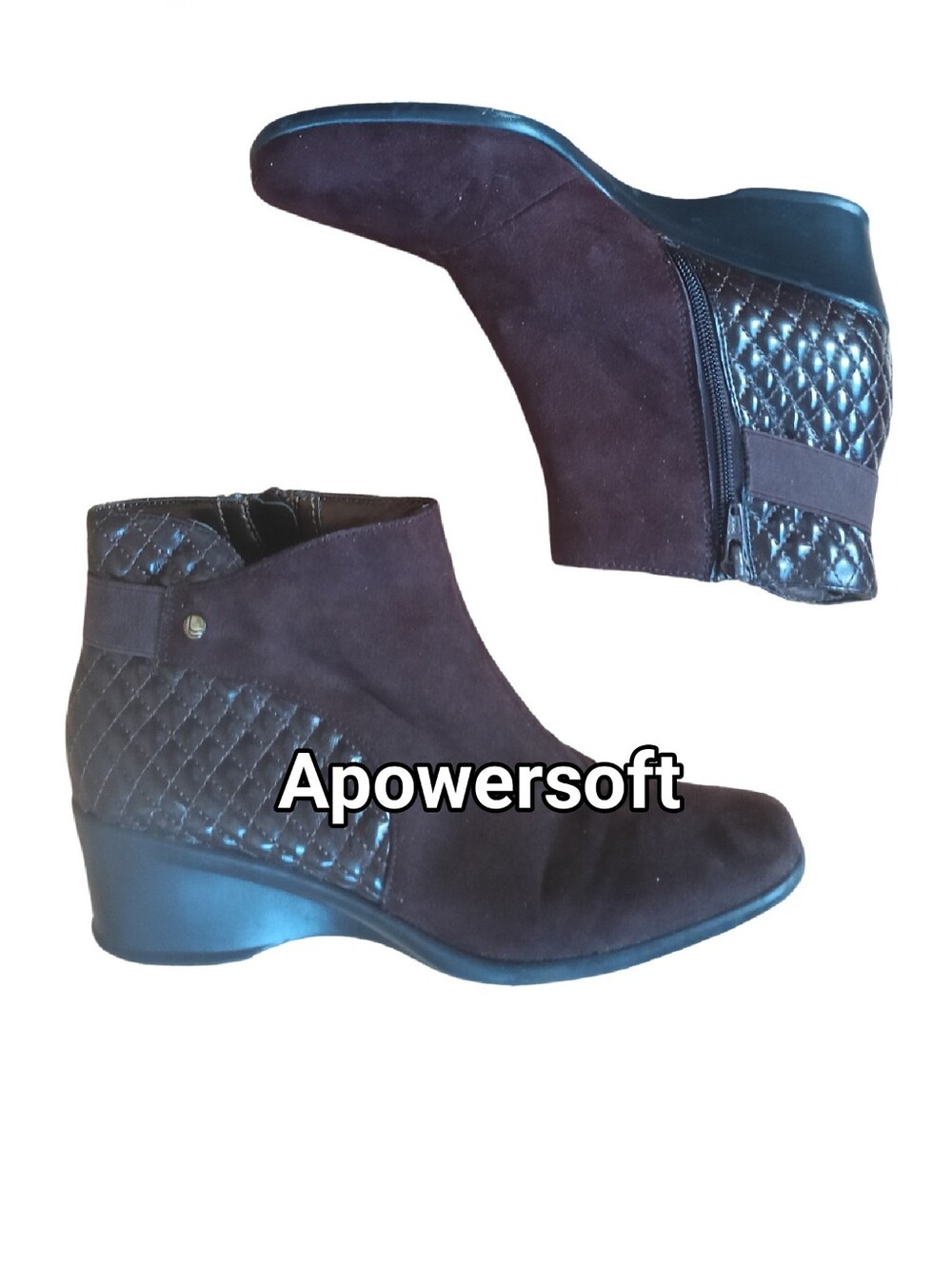 Stride Rite Faux Suede Quilted Ankle Booties Size 8.5 - Picture 1 of 6